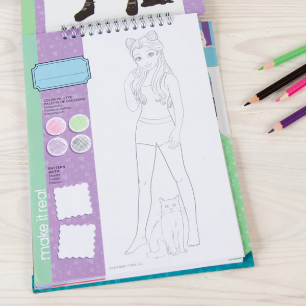 Cuaderno De Bocetos De Diseño De Moda: Lindo Gatito